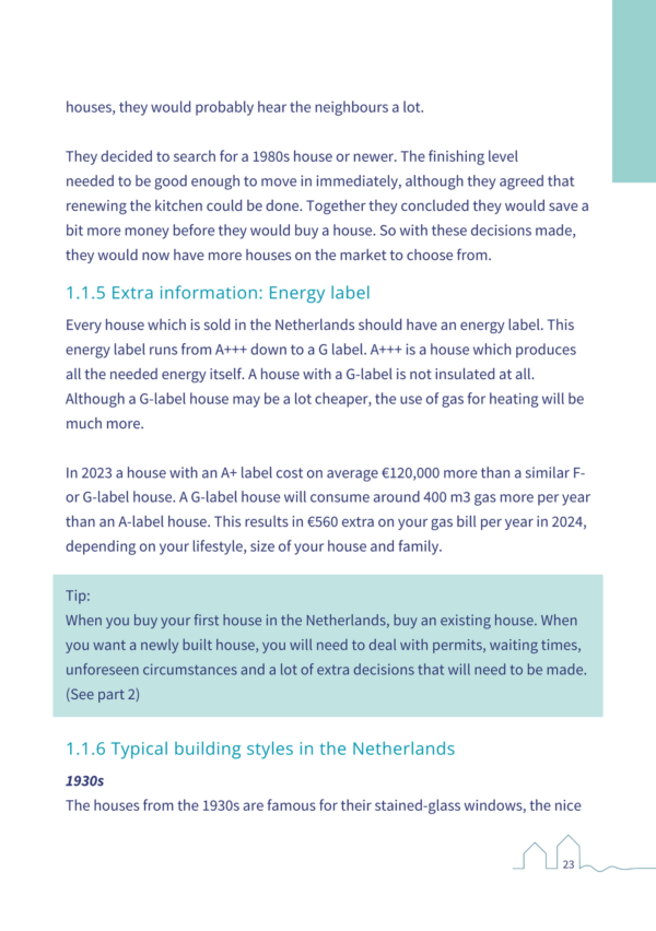Example page of book 'Purchasing and renovating a house in the Netherlands'